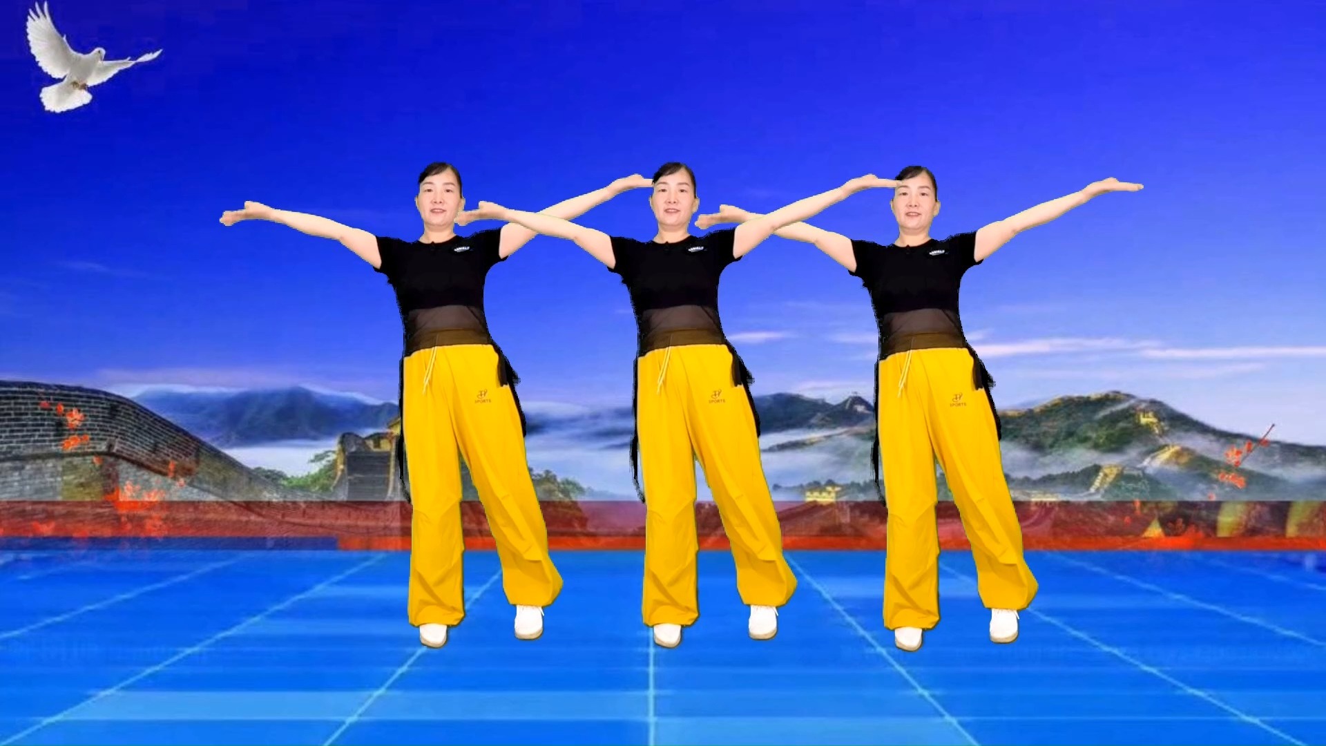 64步广场舞《复兴大中华》正面附教学