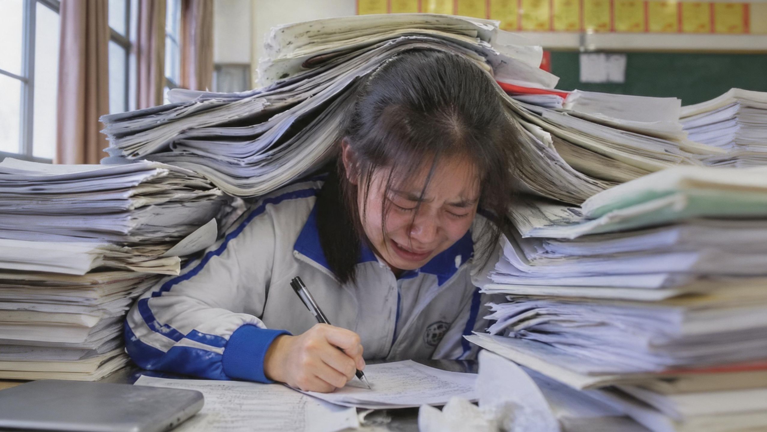 学校五一不放假！每人还要写一万份作业！最后学生决定反抗！