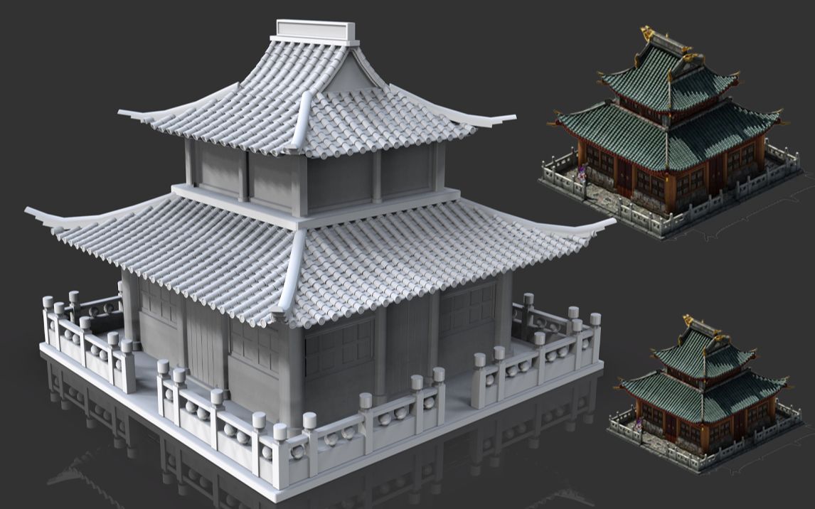 3dmax建模古建筑阁楼模型基础讲解场景模型建模思路