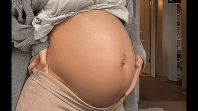 超长腹肌少女10周-40周孕肚到生子的变化