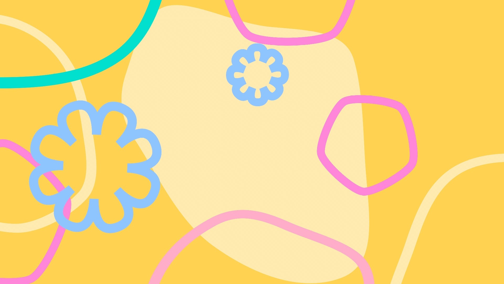 【舞台背景】49-黄色卡通几何花朵线条动态循环视频背景❤️ 浪漫梦幻舞蹈晚会年会循环动画