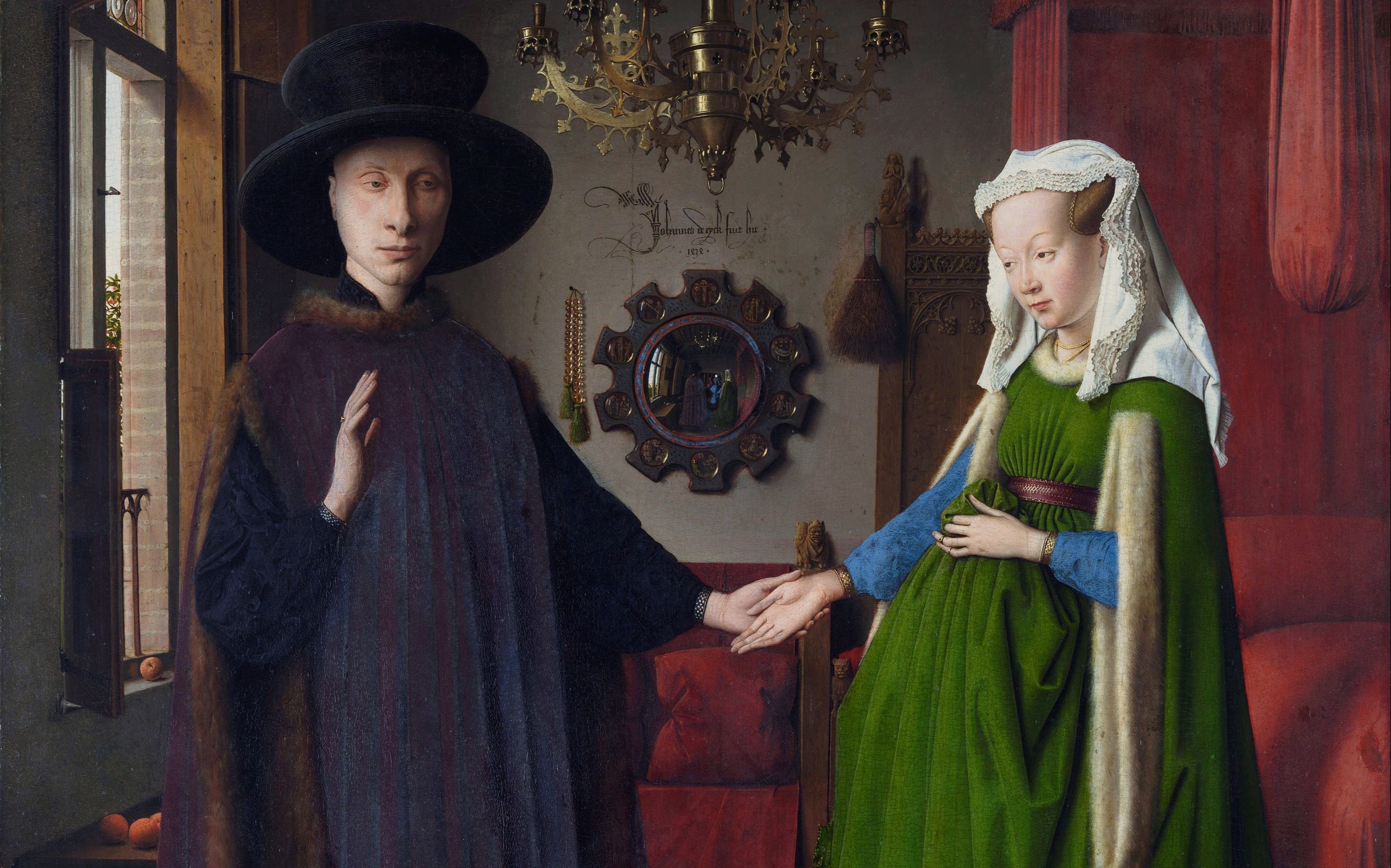 500年前的结婚照记录下的究竟是一段美好的姻缘，还是一场冥婚？来看看油画之父极致的细节。