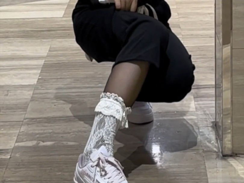 Black silk in pants with white socks is great!