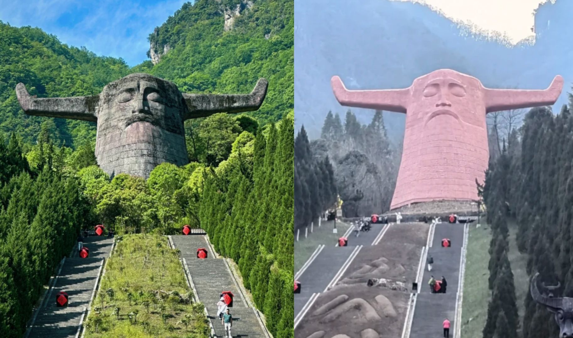 湖北神农架地标神农坛清洗后变红？景区：不是历史遗迹，重新上色了