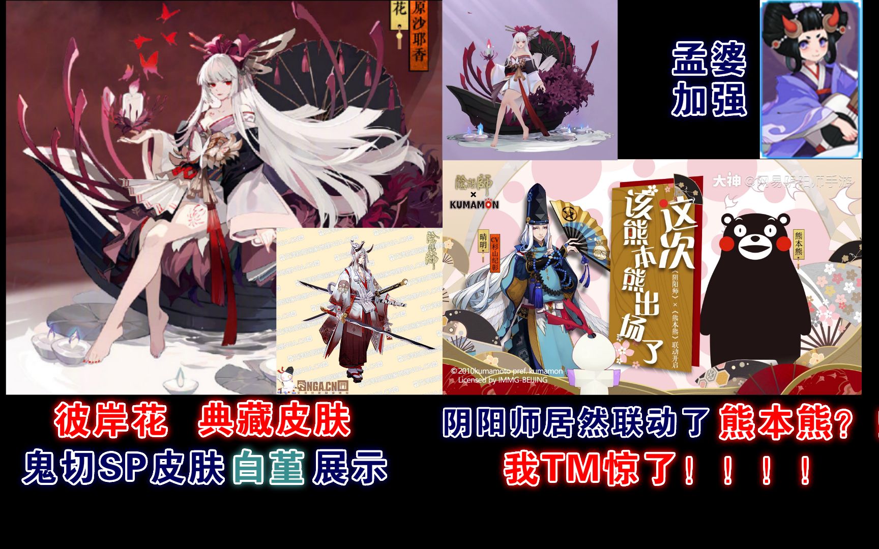 【阴阳师】彼岸花典藏皮肤携 鬼切皮肤 白堇 来袭！阴阳师居然联动了熊本熊？！我裂开了！