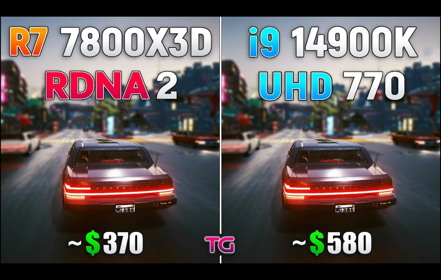 R7 7800X3D (RDNA2) vs i9-14900K (UHD770) - 核显1080p分辨率8款游戏对比测试 | 作者：Testing Games
