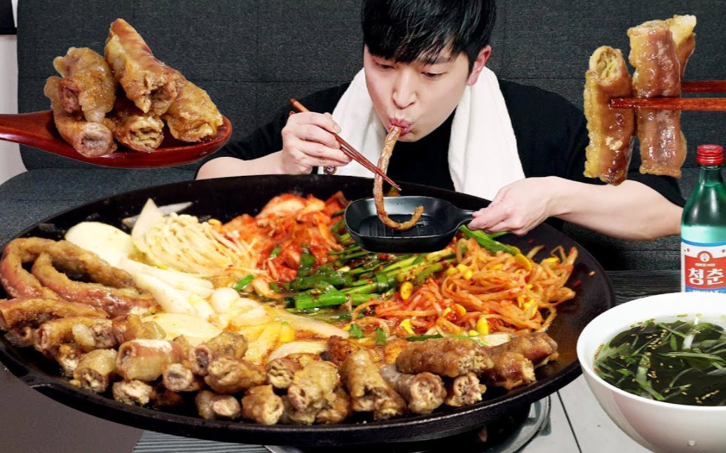 韩国富二代吃牛杂，30厘米长的牛小肠就往嘴里塞，他是不是疯了？