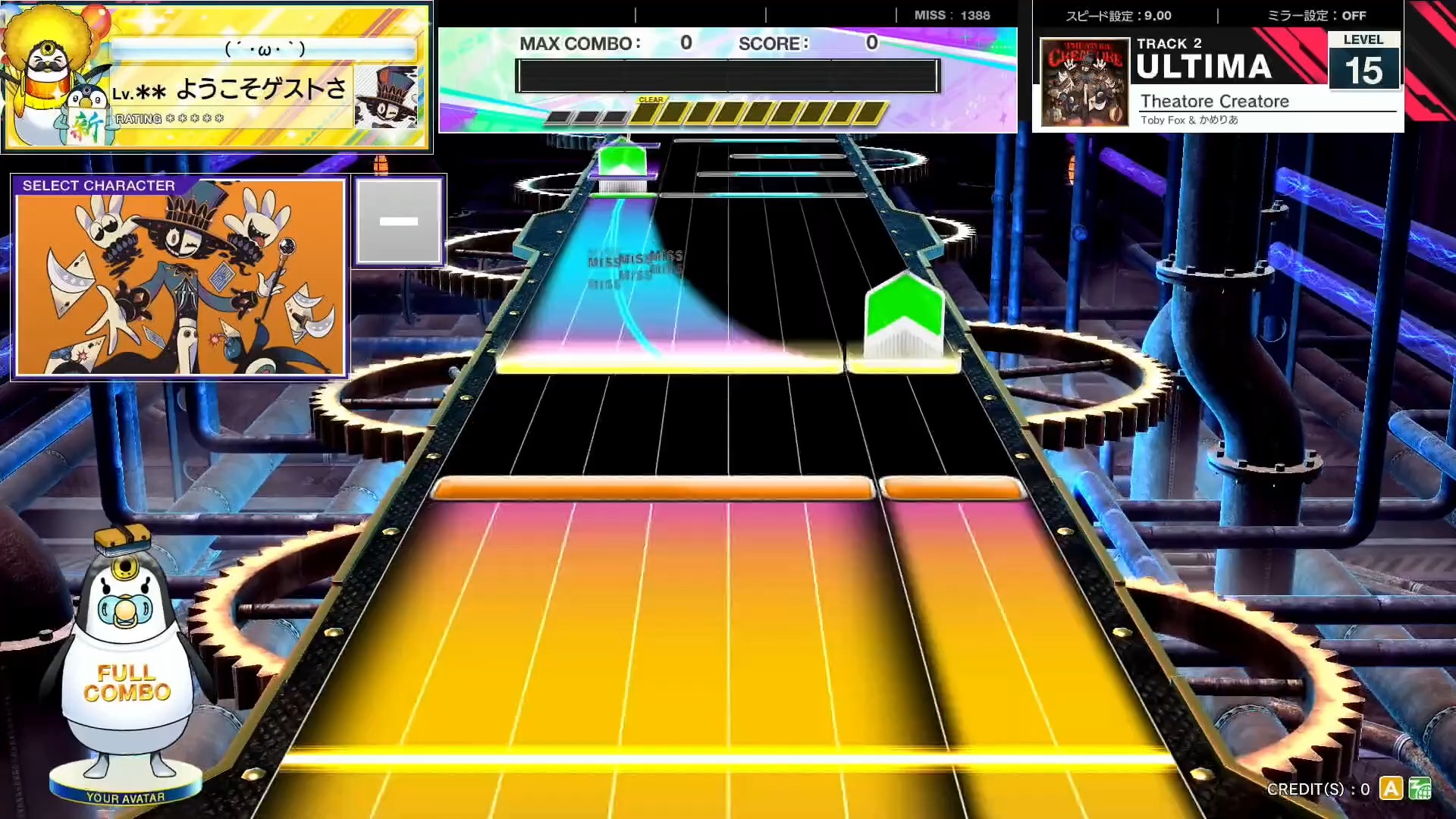【CHUNITHM/中二节奏】谱面确认 Theatore Creatore [ULTIMA 15］(流速9.0)
