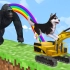 哈士奇又犯二，开着挖掘机，挑战大猩猩~英语动画片