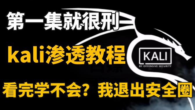 第一集就很刑！七天学完Kali新手教程，轻松成为脚本小子，零基础入门网络安全渗透测试，手把手带你入门到入狱