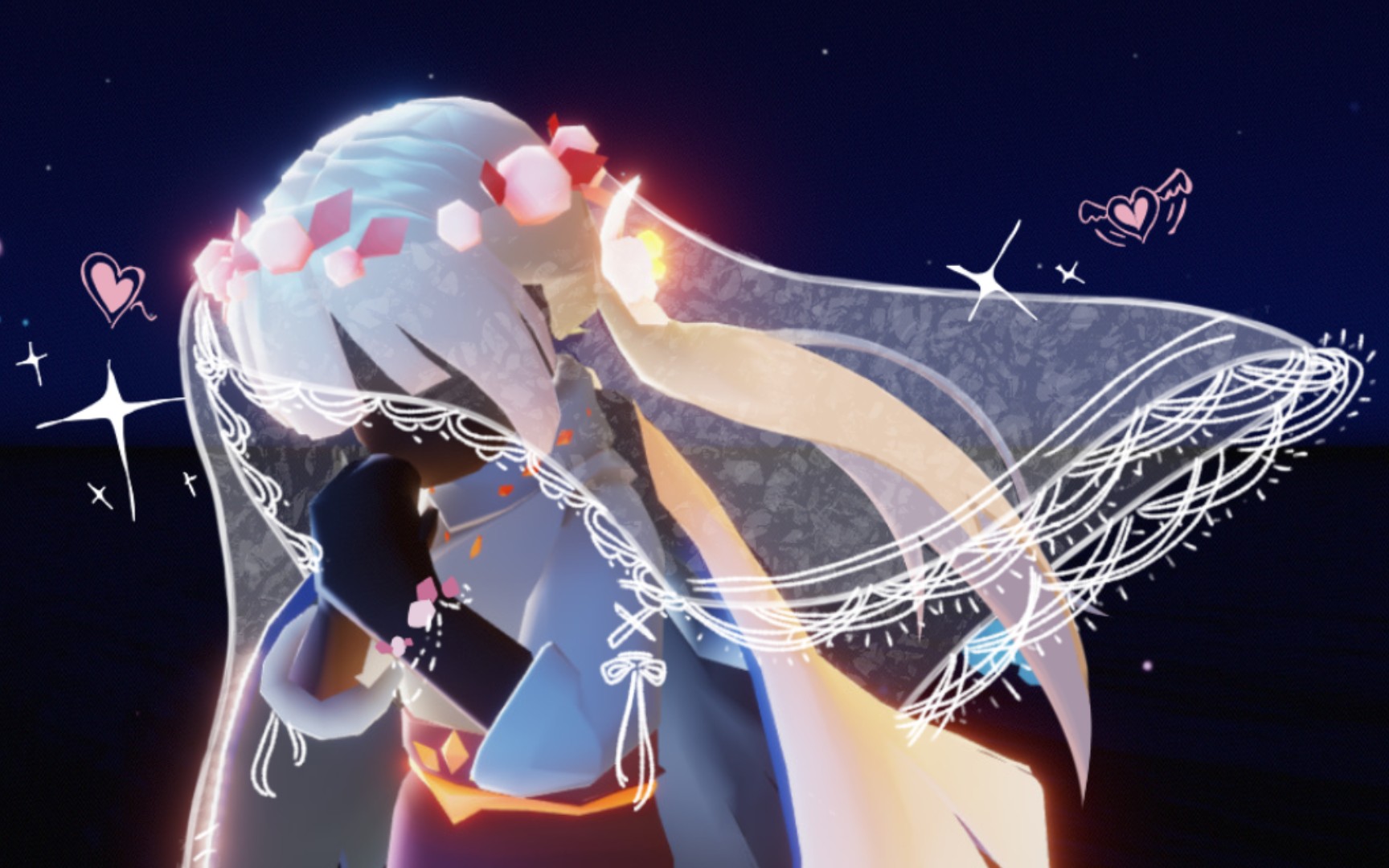 光遇少女在婚礼中虔诚祈祷