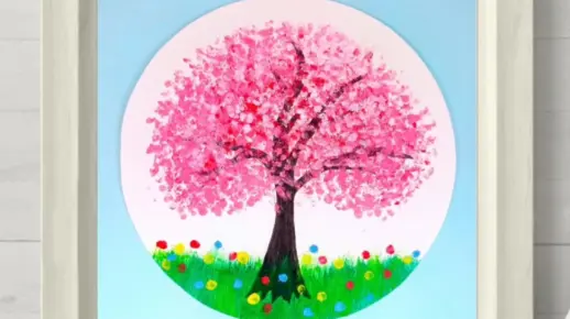 和我一起来画春天吧 水果网不要扔,用来画出春天的樱花树,简单又好看!