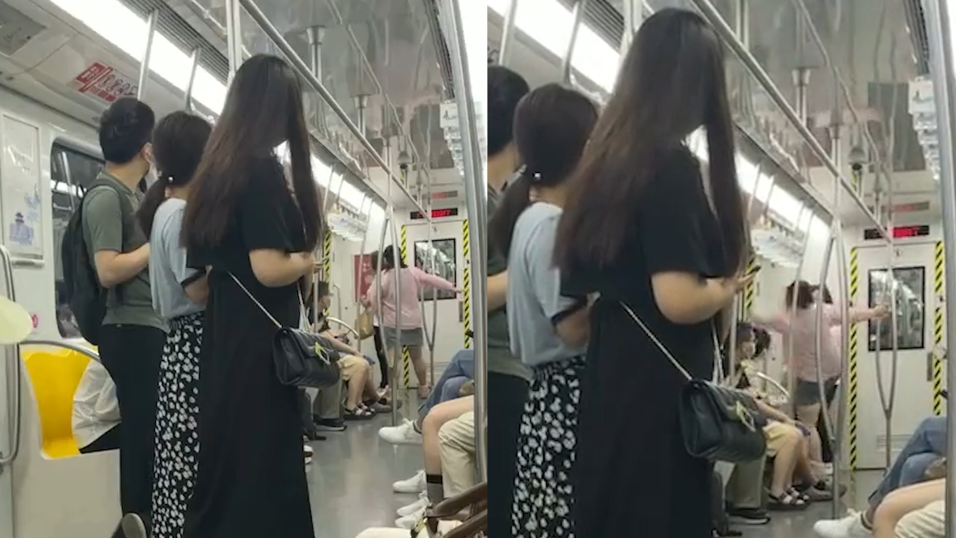 乘客劝女子地铁上别吃东西反被殴打，喊话旁观者：是男人就来帮我