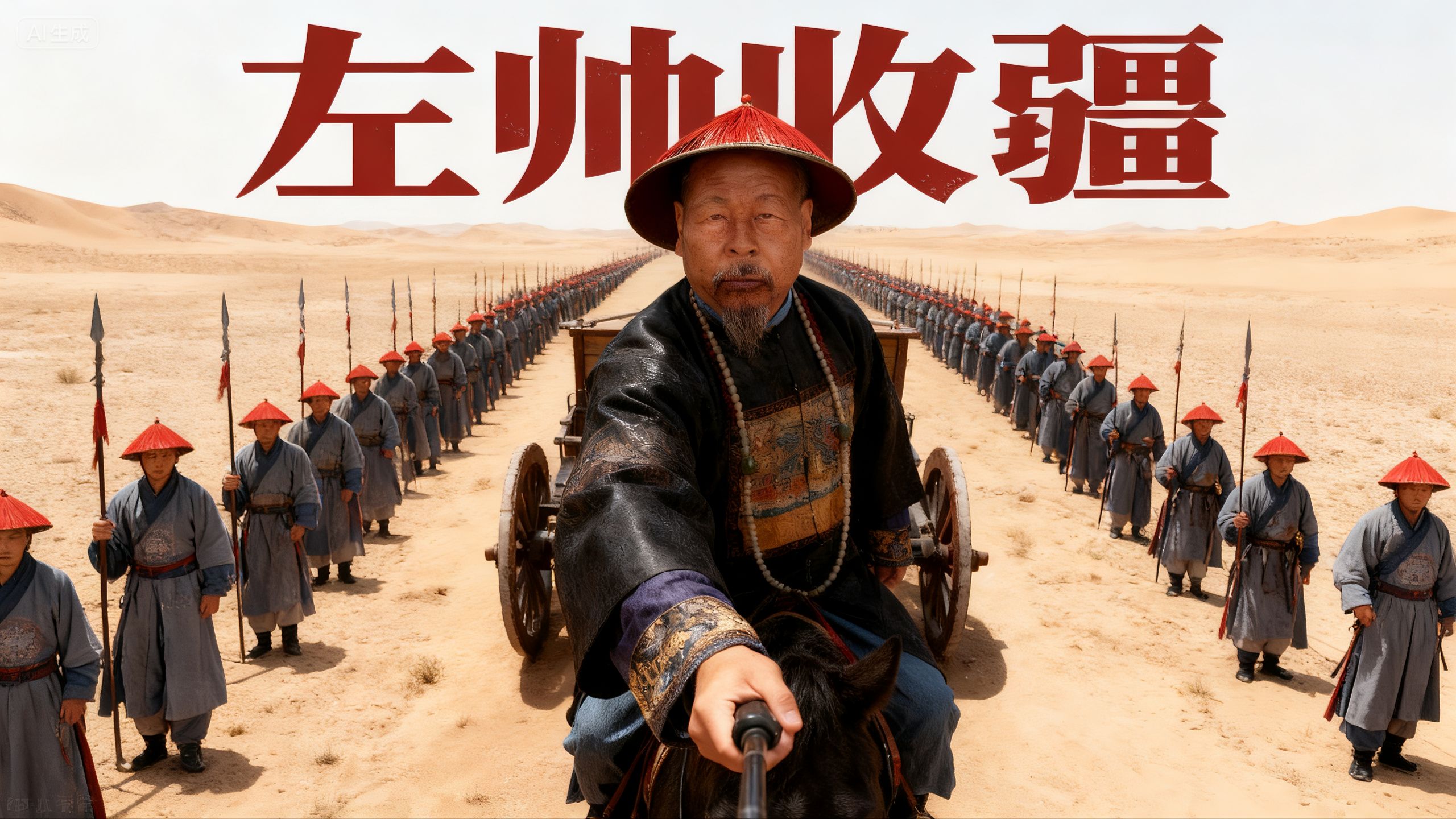 用AI还原左宗棠在新疆的一天，太好玩了，左帅威武！！