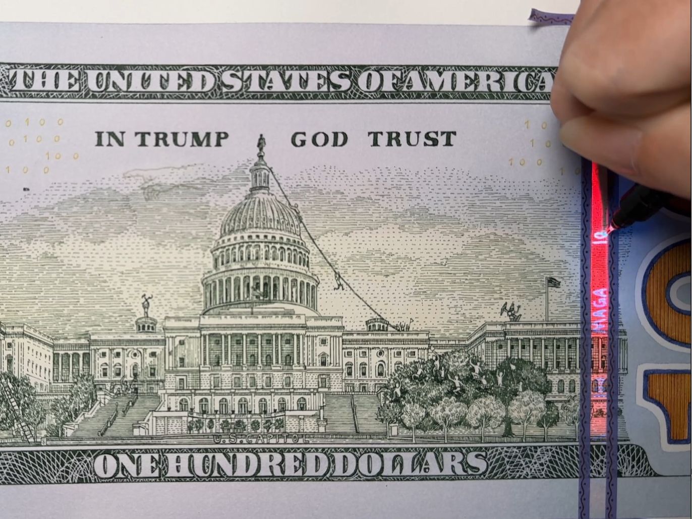 特朗普版美元背面《攻占国会山》