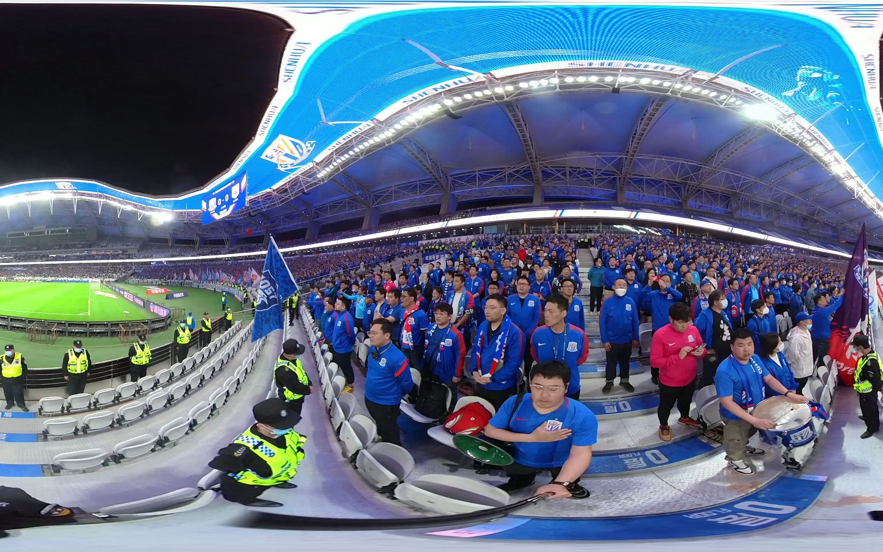 【360全景】我们站在看台上汇成蓝色的海洋为了申花胜利一同战斗——2023赛季中超联赛上海申花主场首秀