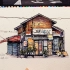【钢笔淡彩】日本街头建筑 上色全过程实录【三十水彩-作画过程实录】