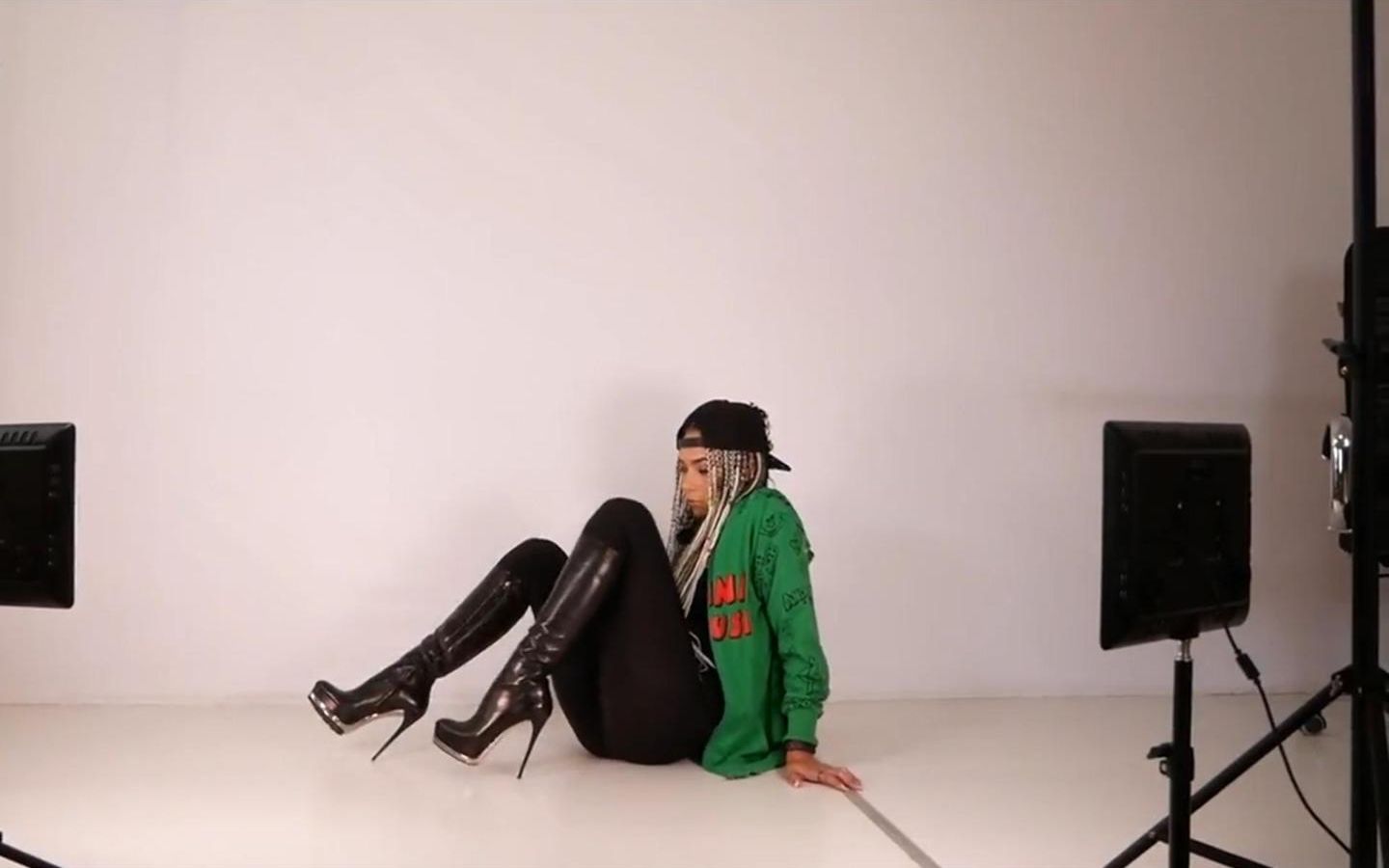 Patent leather boots modeling