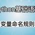 【Python教程】零基础入门学习Python之Python基础语法——变量命名规则，三分钟速学，真正0基础Python