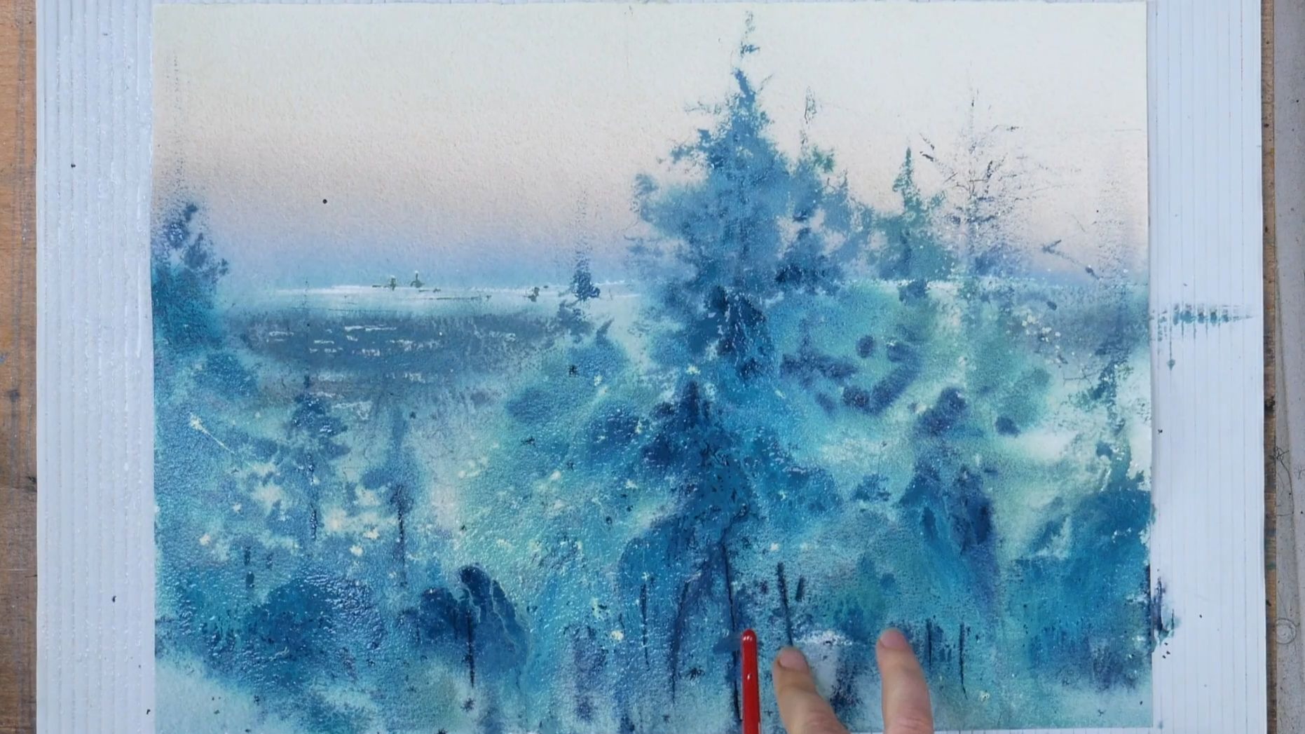 圣诞快乐，感谢您的支持 - 水彩冬季场景颗粒效果 -- NVfineARTstudio