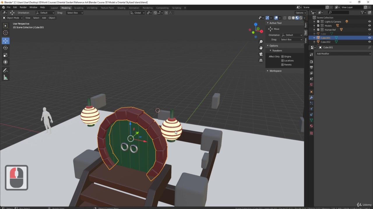 Blender 3D 建模吉卜力艺术风格化场景 Blender 3D Model a Ghibli Art Stylized Scene_哔哩