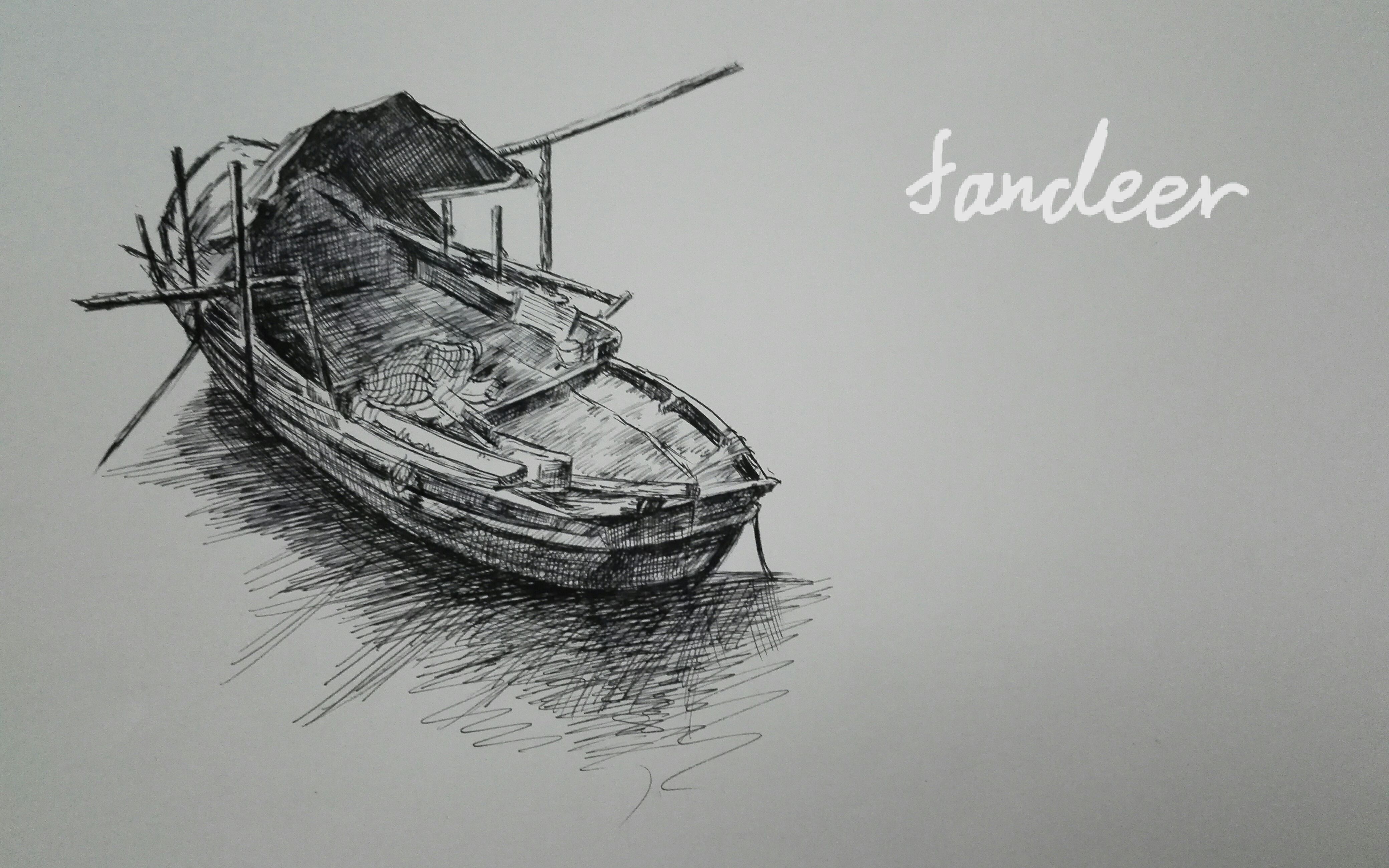 fandeer钢笔画船