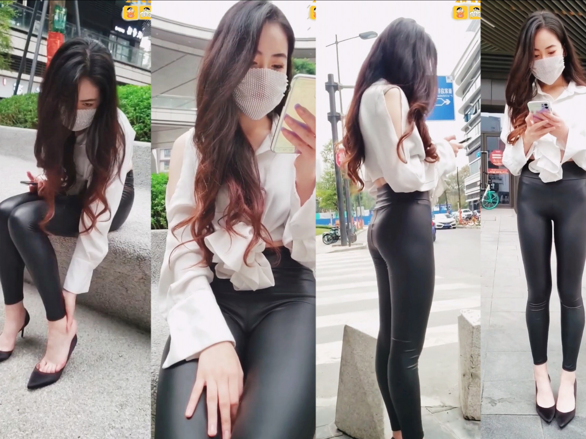 白衬衫遇上黑皮裤：都市街拍里的经典配色，高级感拉满！