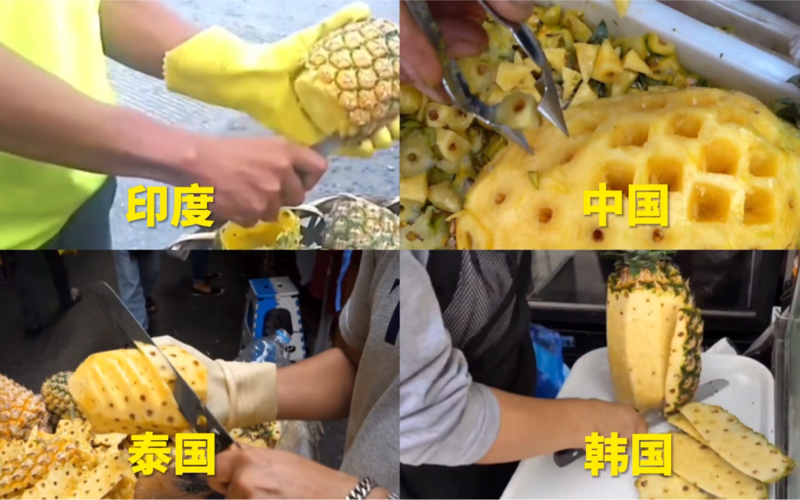 【烹饪】只把菠萝切开的视频【切不好】_哔哩哔哩_bilibili
