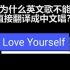 为什么英文歌不能翻成中文唱！（Love Yourself）