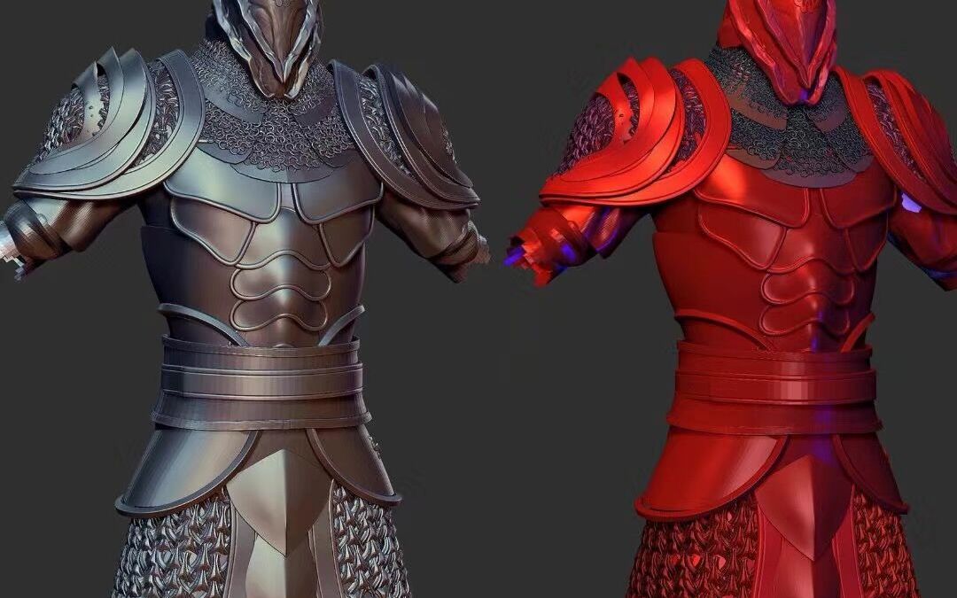 zbrush角色建模刺杀小说家红甲武士硬表面铠甲制作