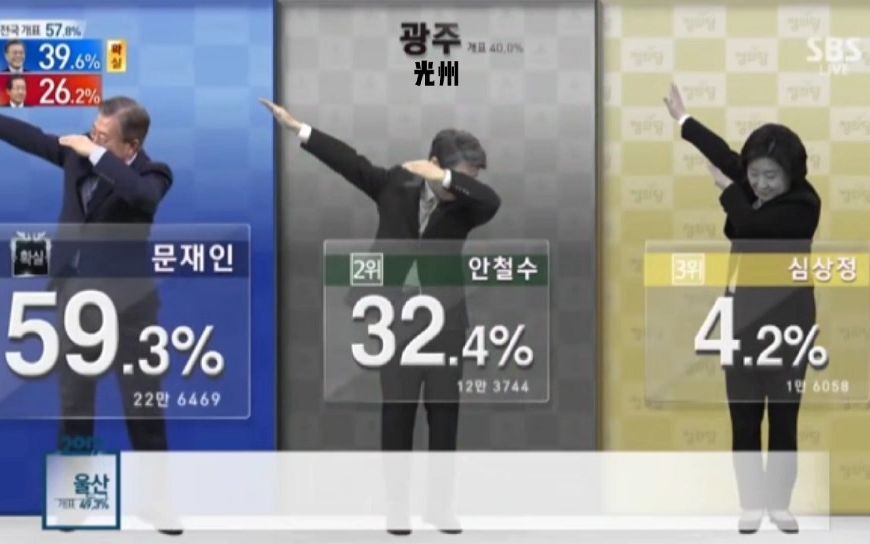 2017年韩国总统大选  SBS 【国民的选择】出票调查结果，各市道预测.
