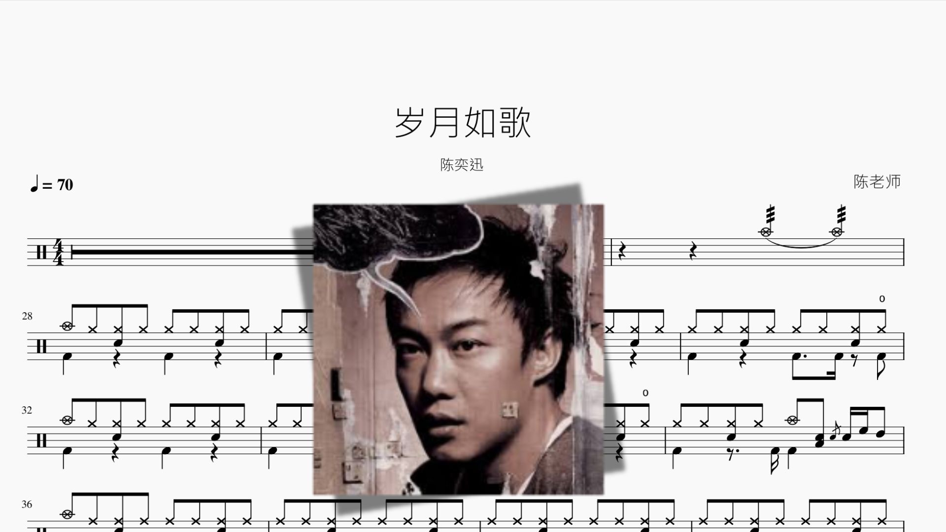 岁月如歌 陈奕迅 动态鼓谱