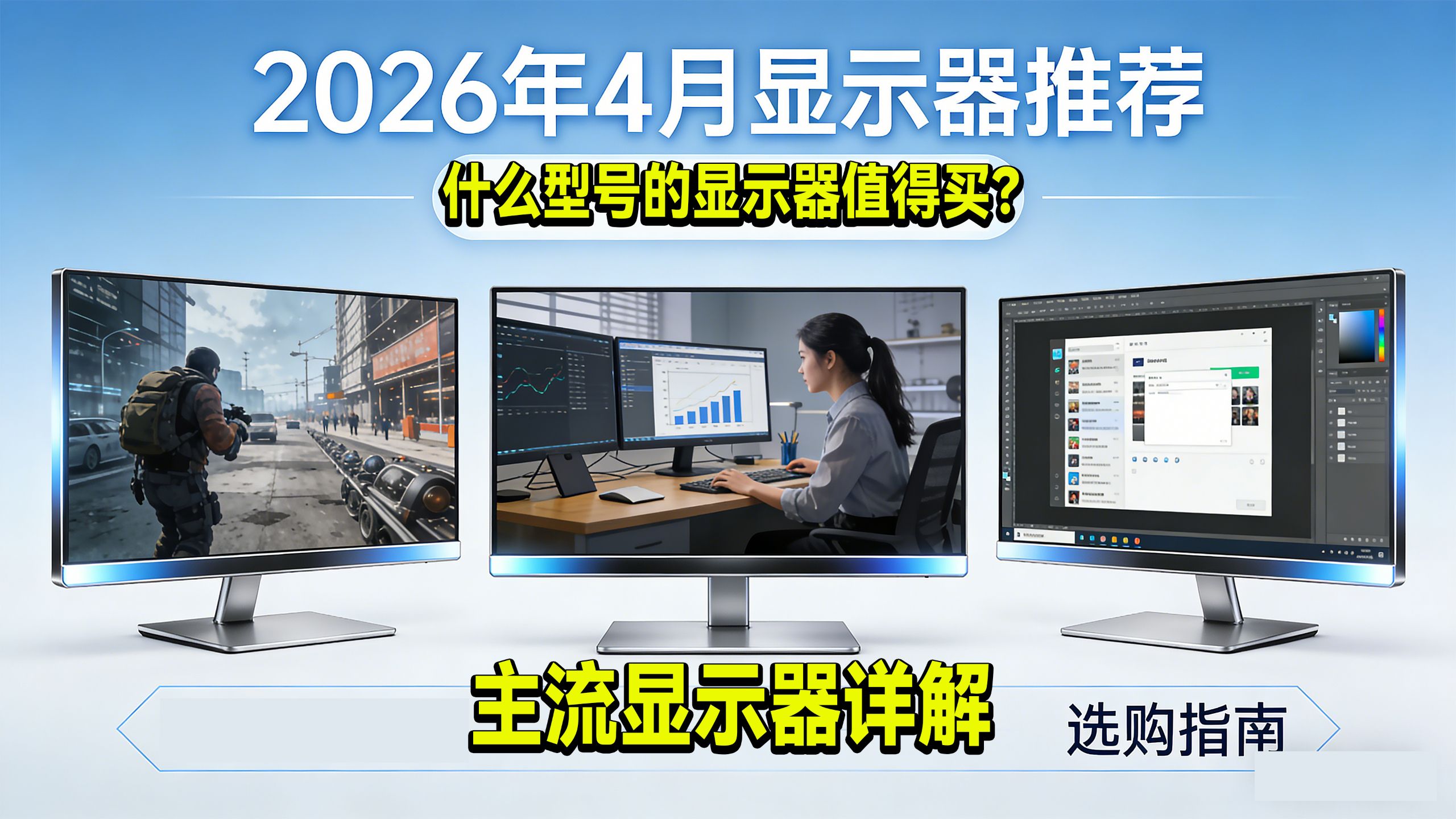 【建议收藏】2026年4月哪些显示器值得买？全实测告诉你！ 主流用途显示器大盘点！游戏/办公/设计类用途显示器超详细推荐