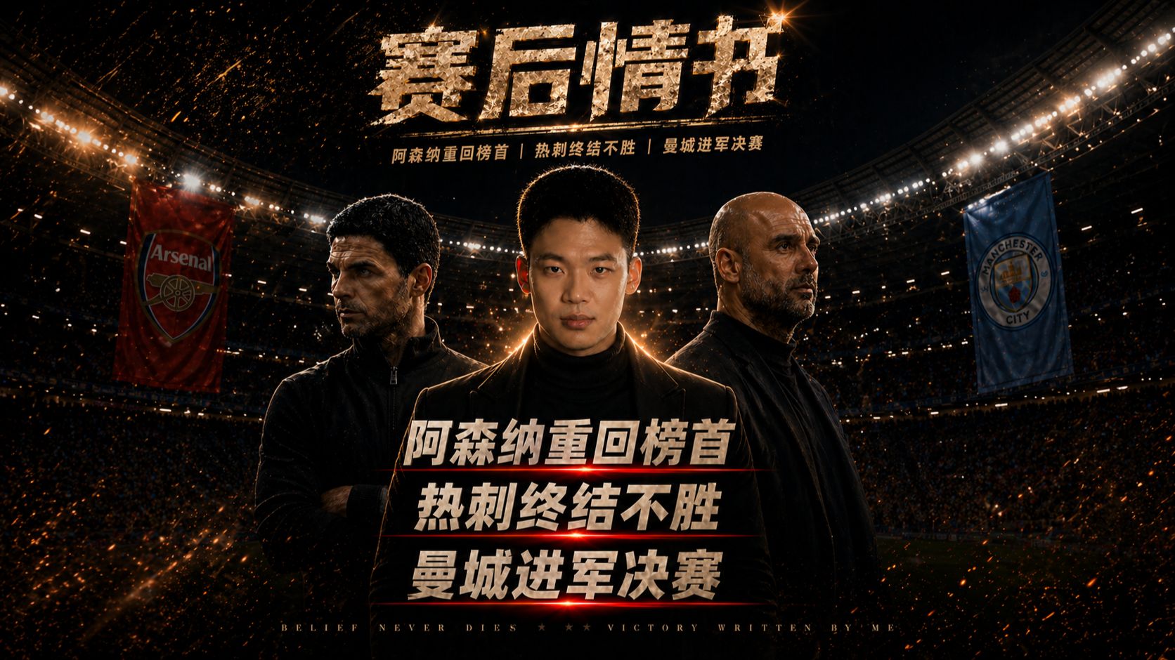 赛后情书：热刺赢球仍降级？曼城胜利进决赛，枪手进球回榜首。