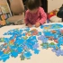 三岁一个月“拼图达人”，100片世界地图完成！