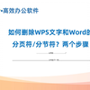 如何删除WPS文字和Word的分页符和分节符？只要两个步骤