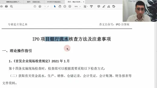 IPO关于资金流水核查方法与审核重点（苏文）