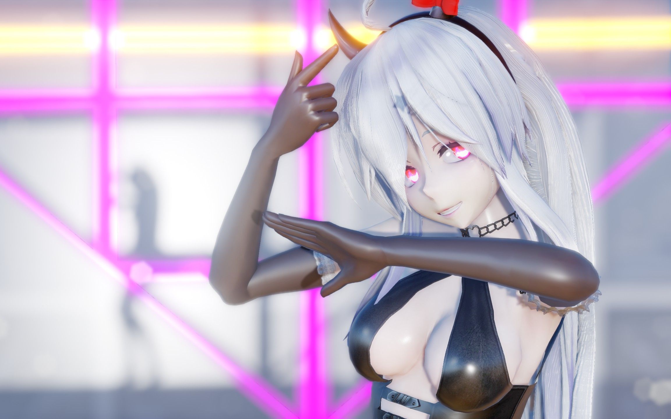 竖屏MMD [A]ddiction 发光心形玻璃舞台 吸血鬼弱音哔哩哔哩 (゜゜)つロ 干杯~bilibili