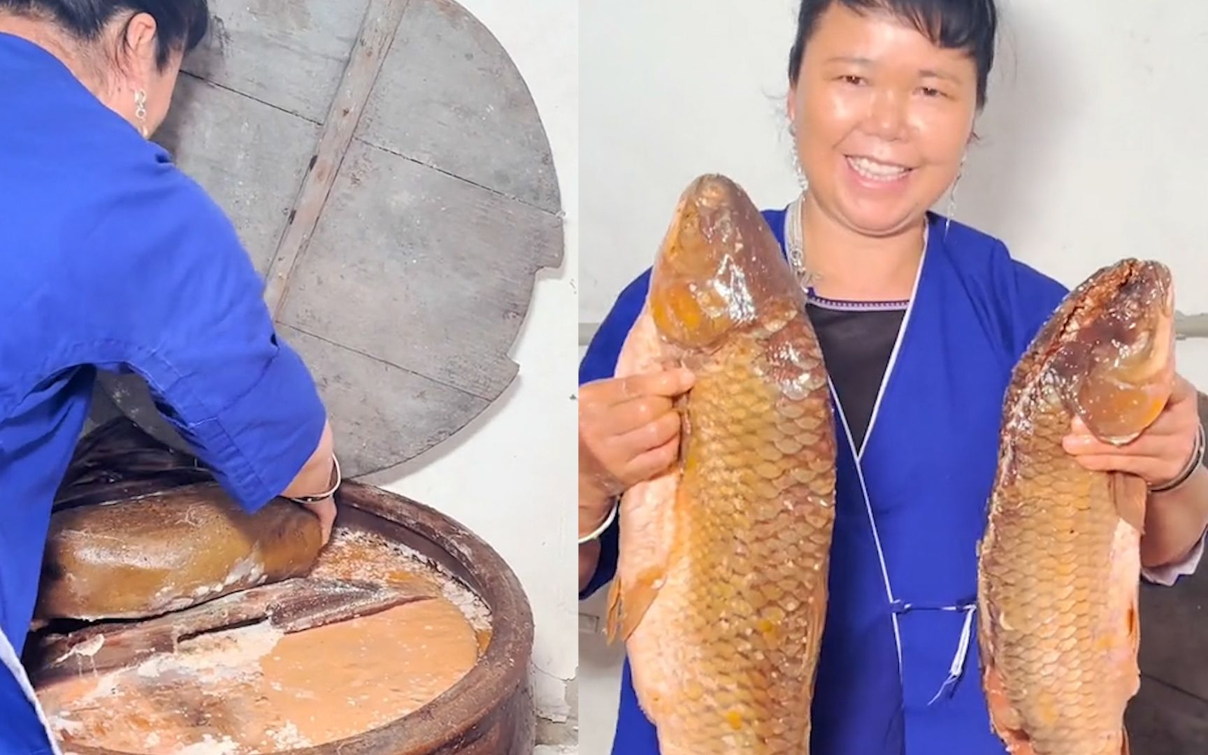 女子晒出腌制25年的酸草鱼，鱼肉完整菌落却占满大缸：确定能吃？