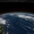 太空空间站拍摄夜晚地球的灯火雷暴和极光