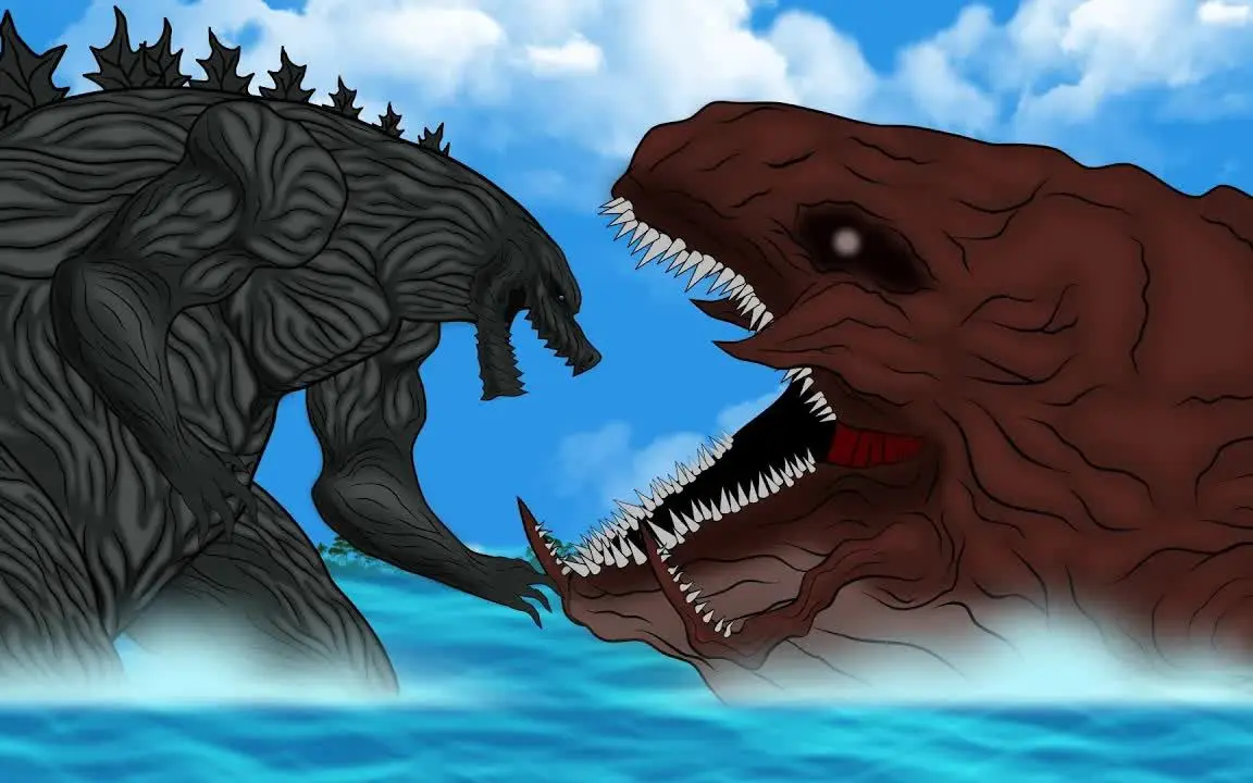 大海怪对战行星哥斯拉，行星开启红莲形态，一记核爆将他秒杀