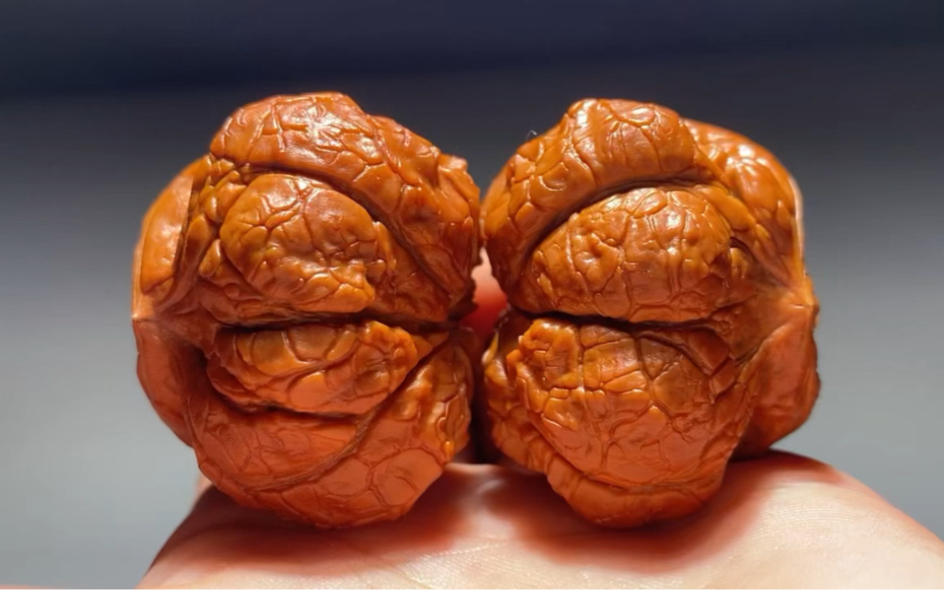 盘一对儿将近小十万的异形文玩核桃是一种怎样的体验呢？官帽蛇头。