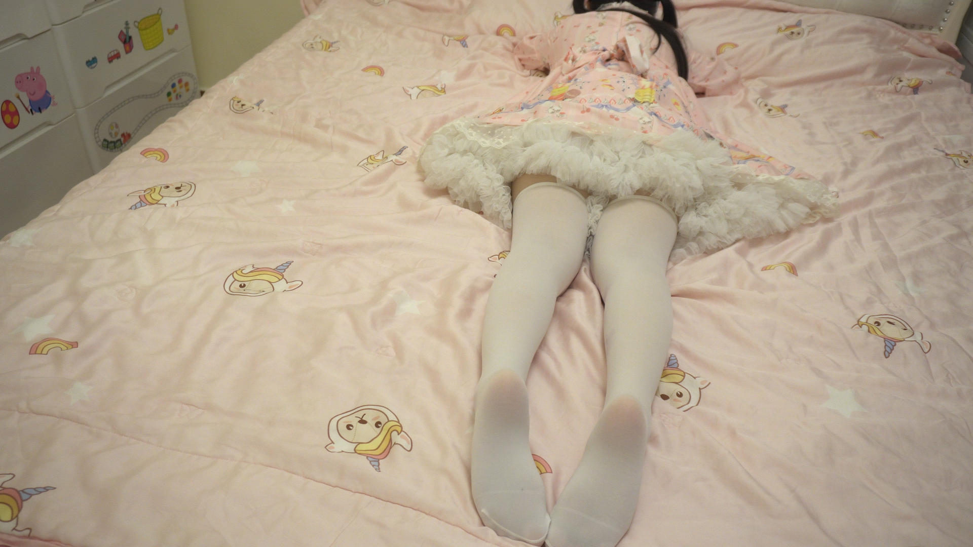 Lolita Cake Bunny White Silk Double Pony Tails