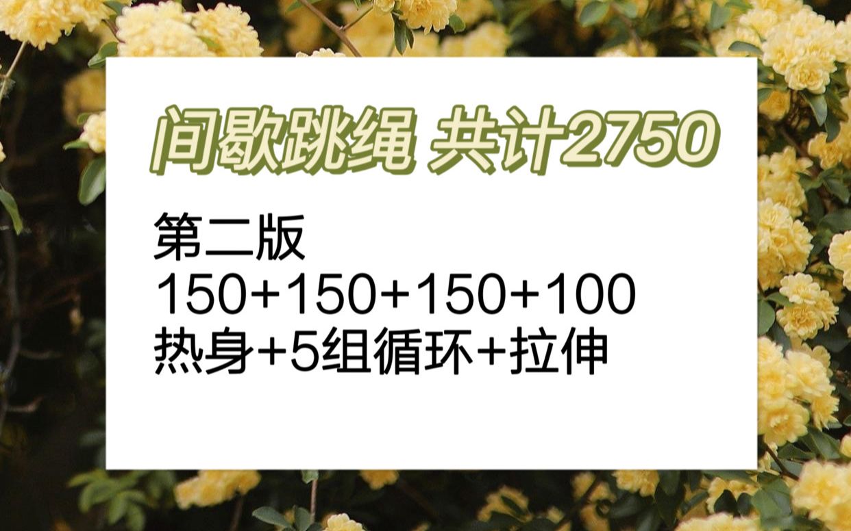 自用/间歇跳绳2750第二版/热身+5组循环跳绳+拉伸哔哩哔哩bilibili