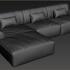 3DMAX+MD 黑色皮沙发建模