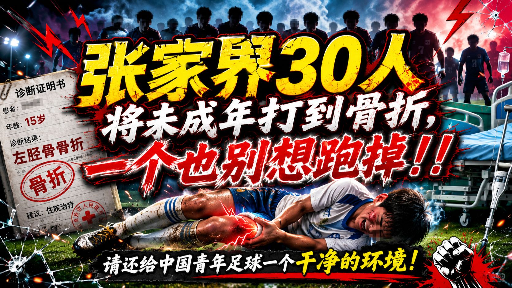 将未成年球员群殴至骨折后“逃逸”，湘超张家界足球队，一个也别想跑，还给孩子们一个干净的足球环境