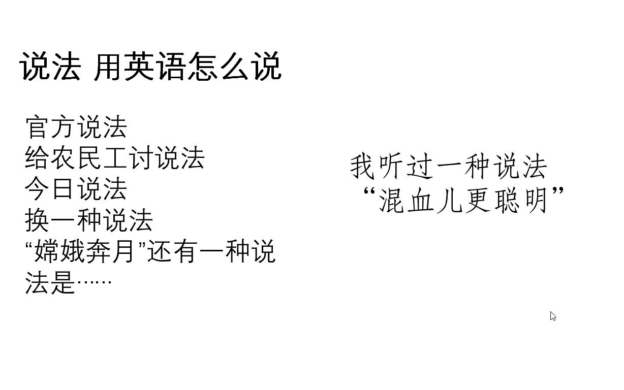 "说法"用英语怎么说 statement argument version wording