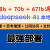 DeepSeek-R1本地+API最强部署，8b+70b+671b满血版！联网搜索+公网访问+思考推理+全终端可用！Ollama+OpenWebUI