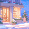 【冬日街角】雪夜中的温馨花店：在冬日的街头绽放温暖的色彩
