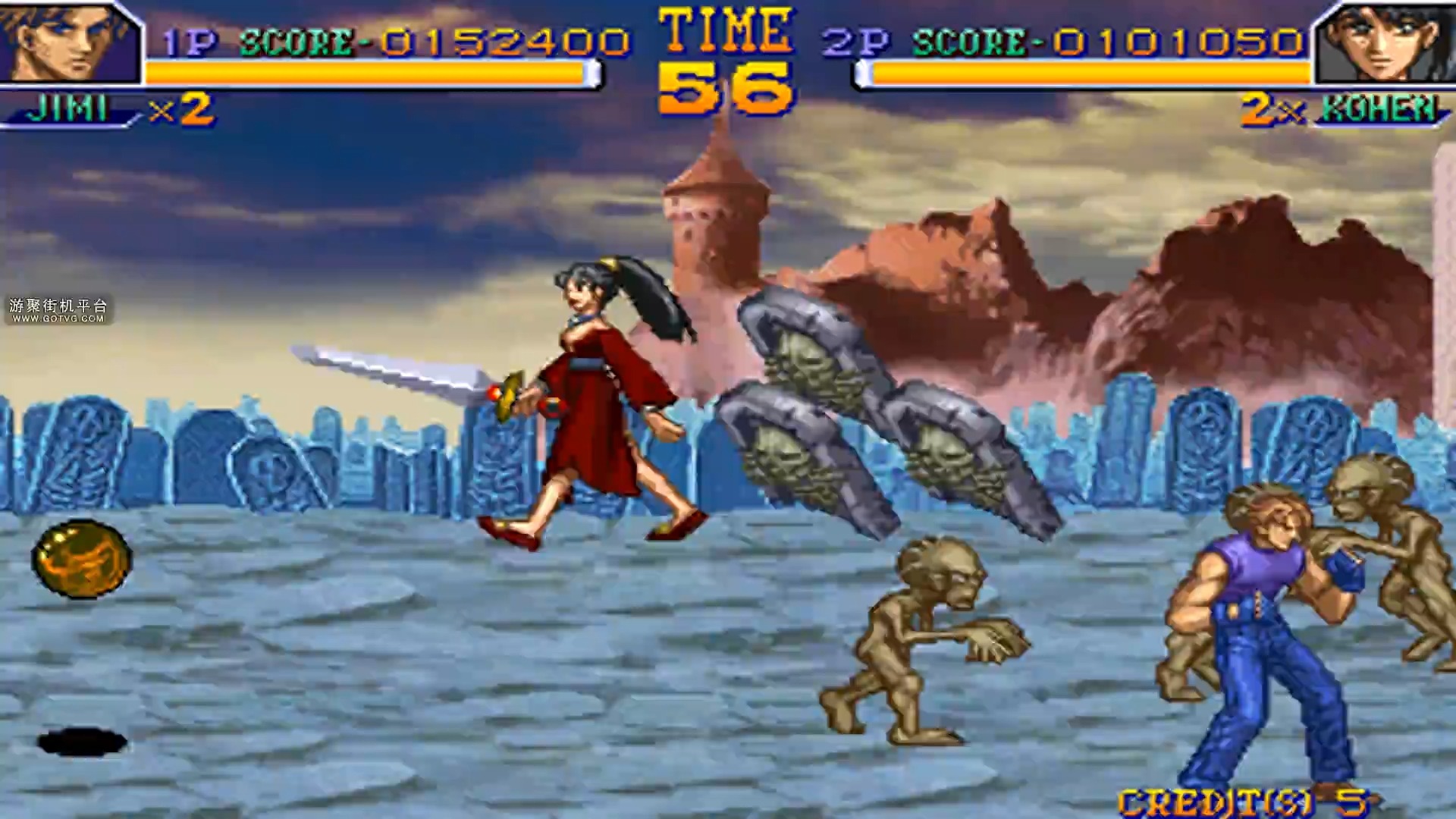 街机征战者原版困难双打禁球一命通关（1P：烟涩 2P：七神俺）